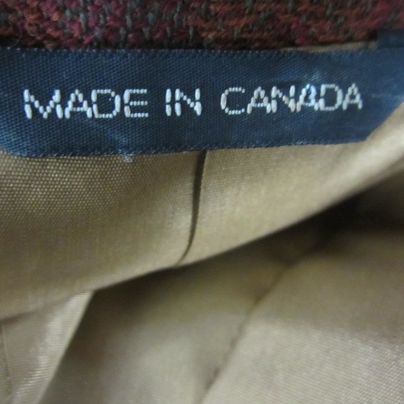 Vtg Aquascutum Womens M Maroon Red Brown Leaf Print 100% Wool Blazer Jacket - Picture 7 of 11